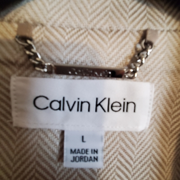 Calvin Klein Cream Blazer . Large. Knit Stretch. - Picture 2 of 8